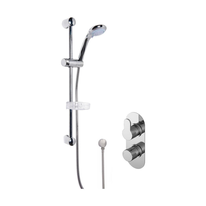 [BSBR14TW1] Pride Shower Bundle Concealed Round Twin Valve & Multi Function Handset Slide Rail Kit - Chrome Balterley - Cutout