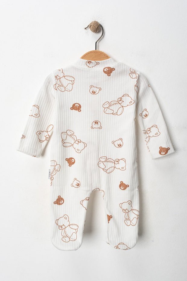 Professional 100% Cotton Footed Newborn Romper Set - Bear Pattern - 2 - Piece - 0 - 6 Months - TryAladdin