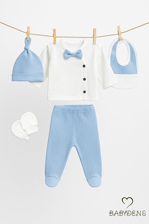Professional Baby Boy 5 - Piece 100% Cotton Ribbed Hospital Exit Set - TryAladdin