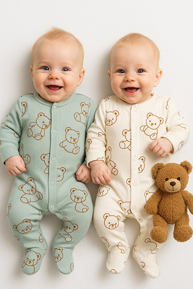 Professional Baby Boy Bear Print 2 - Piece Jumpsuit Set - 1 Unit - TryAladdin