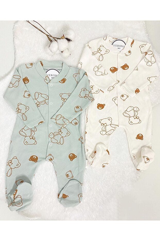 Professional Baby Boy Bear Print 2 - Piece Jumpsuit Set - 1 Unit - TryAladdin