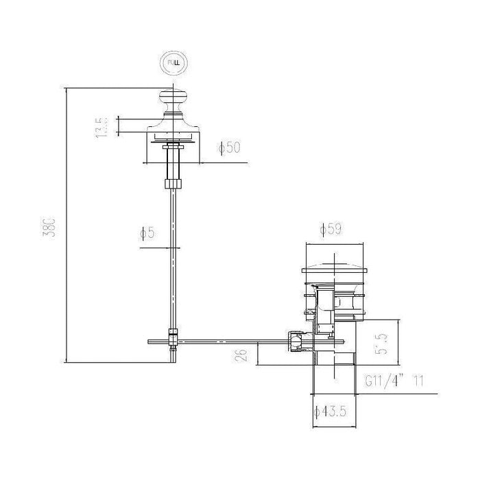 [BABW313] Pull Up Waste Black White - Technical Drawing
