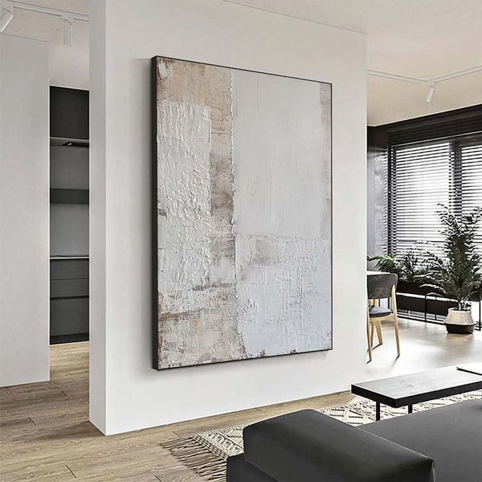 Pure White Textured Geometric Art