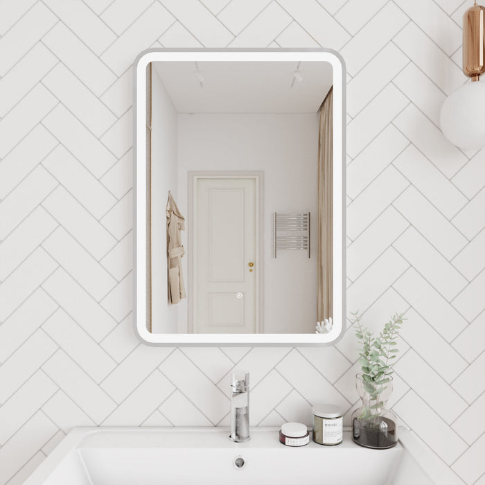 [BMFR703] Quixhill Rectangular LED Illuminated Touch Sensor Framed Mirror with Demister, 700mm x 500mm - Lifestyle 1