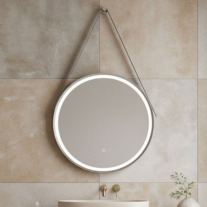 [BMFR713] Quixhill Round LED Illuminated Touch Sensor Framed Mirror with Demister & Strap - Choice of Colour and Size - Silo