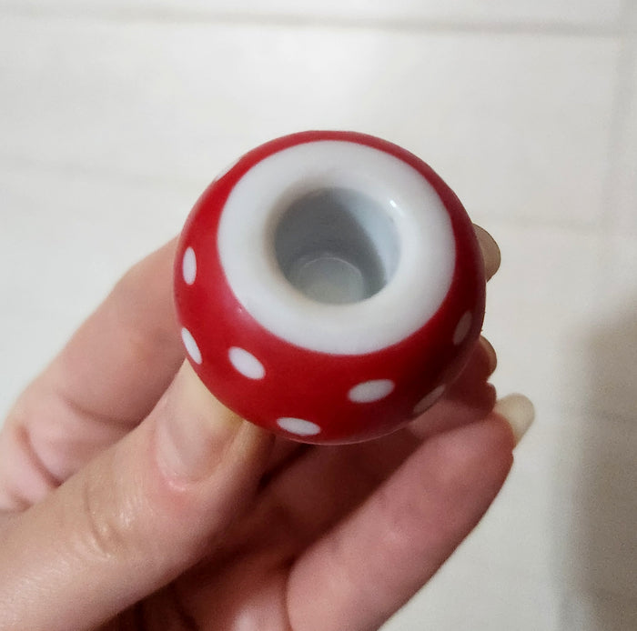 Red & White Polka Dot Mushroom Ceramic Candle Holders