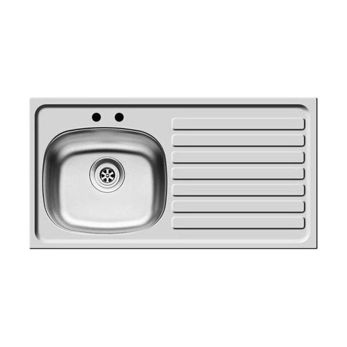 [BKS127301] Right Hand 2 Tap Hole Stainless Steel Kitchen Sink, 940 x 490mm - Cutout