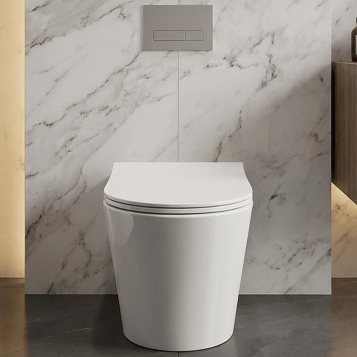 [BCQU341] Rimless Wall Hung Toilet Pan & Soft Close Sandwich Seat - 363mm x 365mm x 475mm - Silo