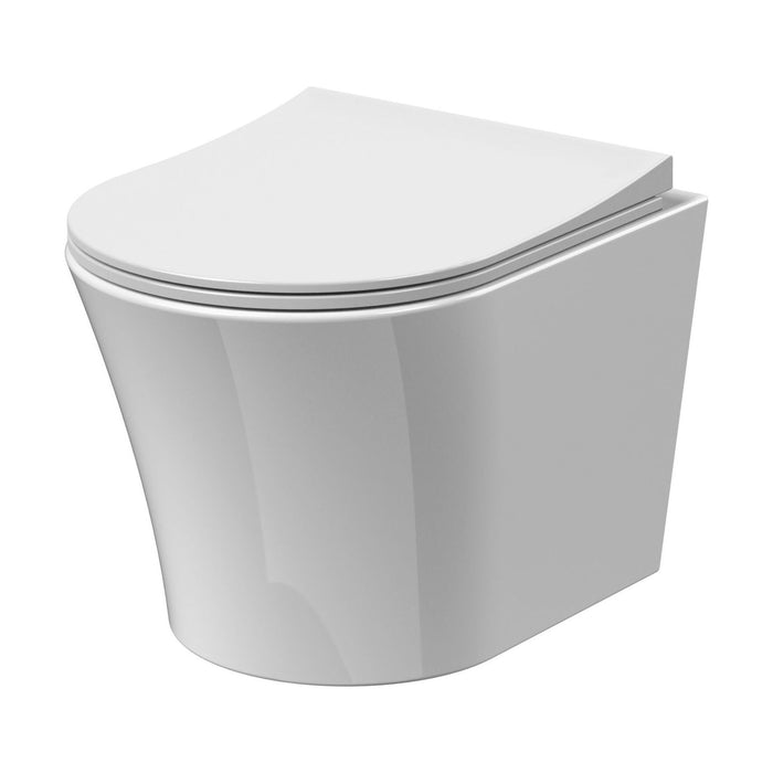 [BCQU341] Rimless Wall Hung Toilet Pan & Soft Close Sandwich Seat - 363mm x 365mm x 475mm - Cutout