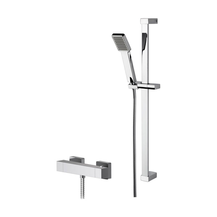 [BSBS69BV1] Ripple Square Thermostatic Bar Valve and Rectangular Slide Rail Kit Shower Bundle - Chrome - Balterley - Cutout