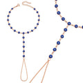 Rose Gold-Plated Evil Eye Hand Chain - Dainty Protection Design