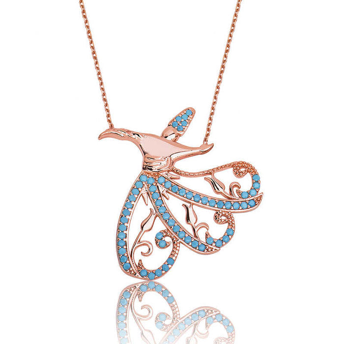 Rose Gold Plated Sterling Silver Whirling Dervish Turquoise Necklace