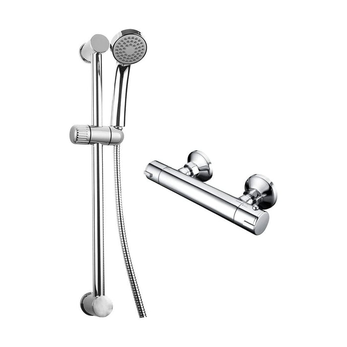 [BSS001] Round Exposed Bar Valve Shower Mixer Set 562mm x 74mm - Chrome - Cutout