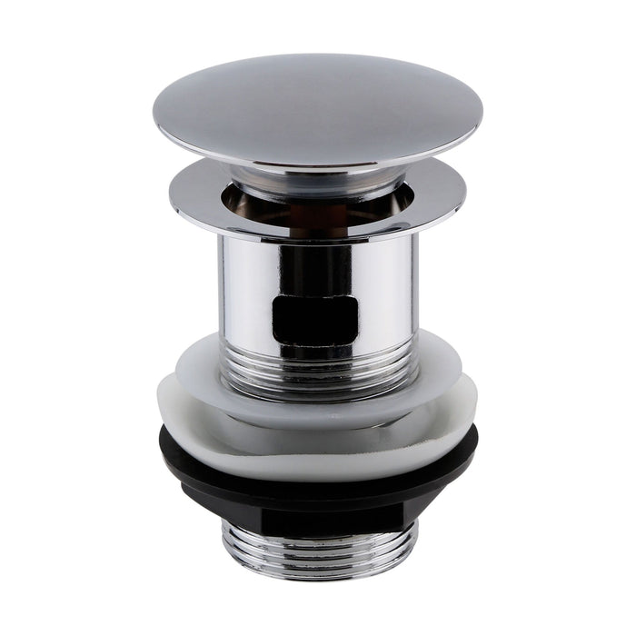 [BASWK03] Round Push Button Basin Waste Slotted - Chrome - Cutout
