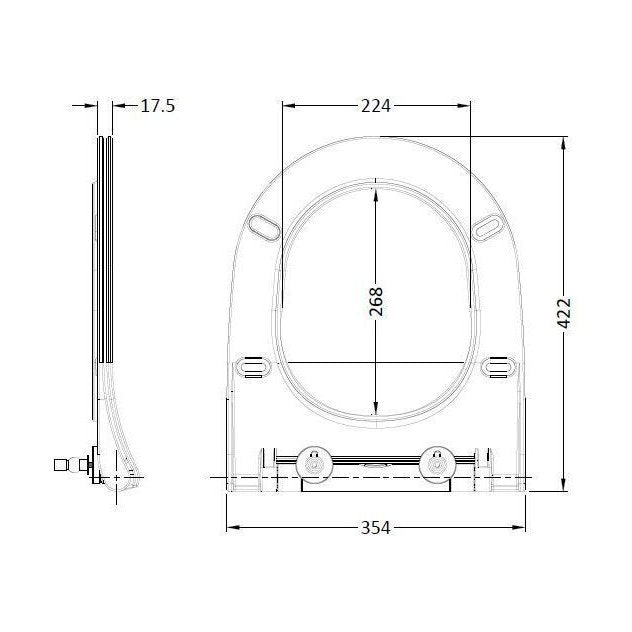 [BCTS398] Round Sandwich Soft Close Seat - Technical Drawing