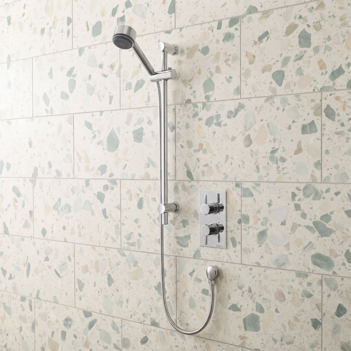[BSSR040] Round Slide Rail Shower Kit with Multi Function Head & Adjustable Brackets - Chrome - Lifestyle 1
