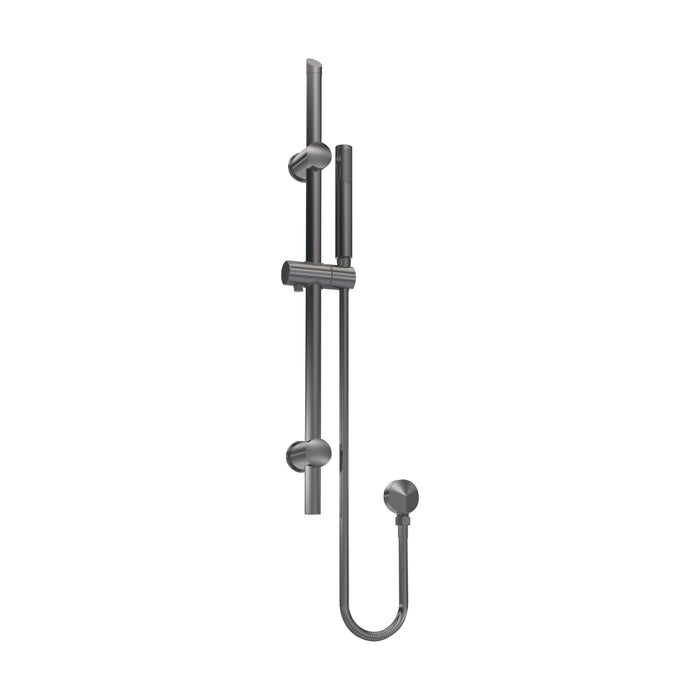 [BSSR742] Round Slide Rail Shower Kit with Outlet Elbow - Matt Black - Cutout