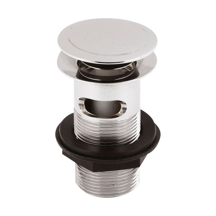 [BASWR07] Round Stainless Steel Push Button Basin Waste Slotted - Chrome - Cutout