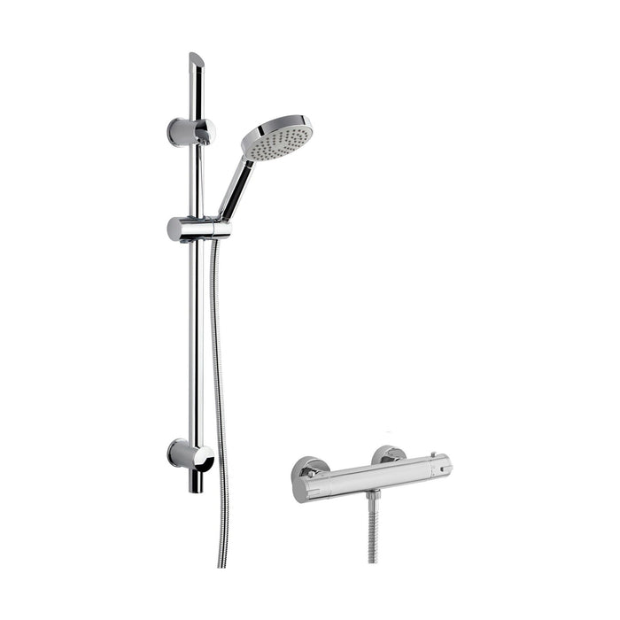 [BSBR65BV1] Round Thermostatic Minimalist Bar Valve and Water Saving Slide Rail Kit Shower Bundle - Chrome - Balterley - Cutout