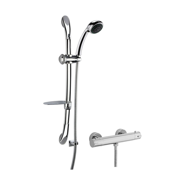 [BSBR64BV1] Round Thermostatic Minimalist Bar Valve with Luxury Slide Rail Kit Shower Bundle - Chrome - Balterley - Cutout
