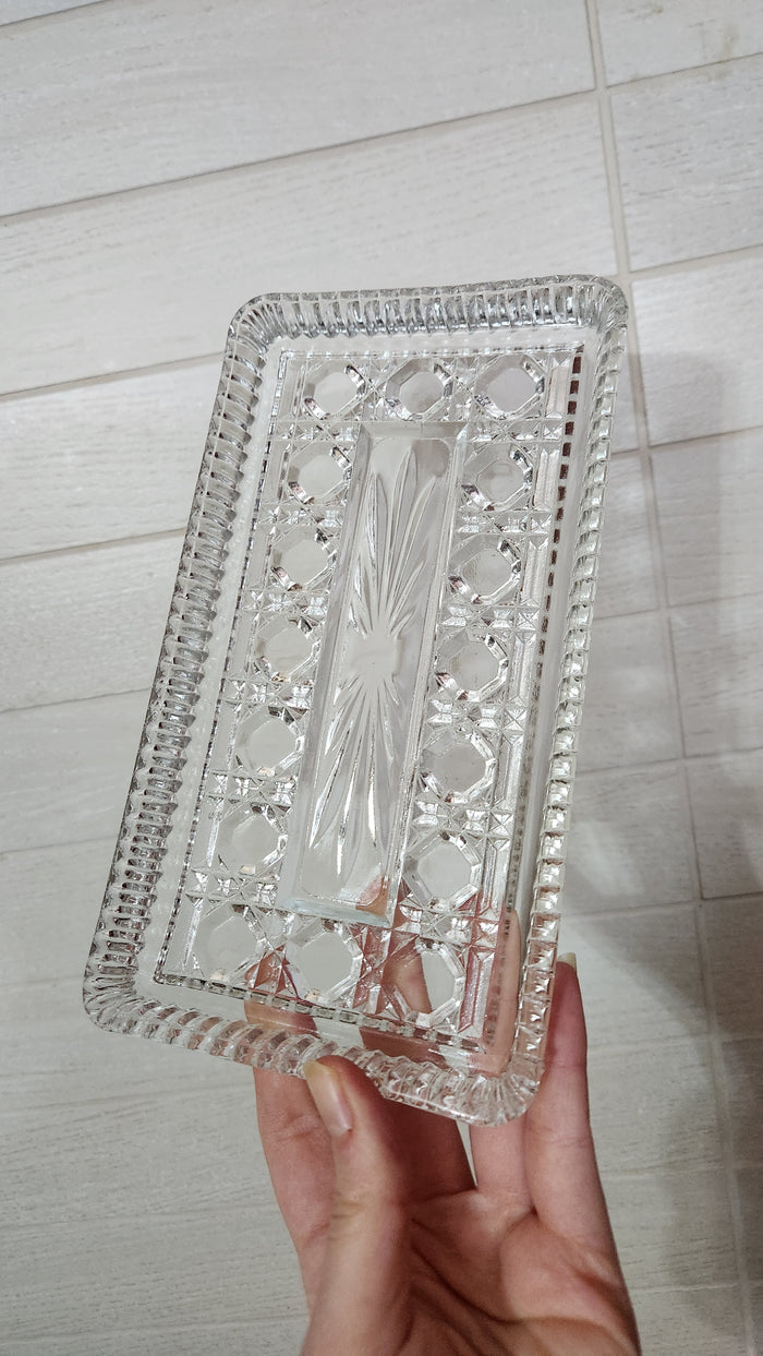 Royal Brighton Crystal Cranberry Tray with "Royal Ballad" Slotted Server