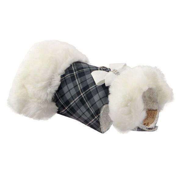 Scotty Charcoal Plaid Fur Coat