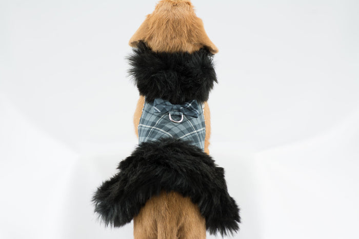 Scotty Charcoal Plaid Fur Coat