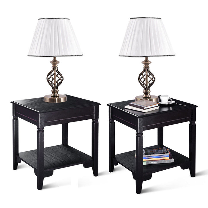 Set of 2 13" Antique Brass Bedside Table Lamp w/ LED Bulb Office Bedroom Light - EK CHIC HOME