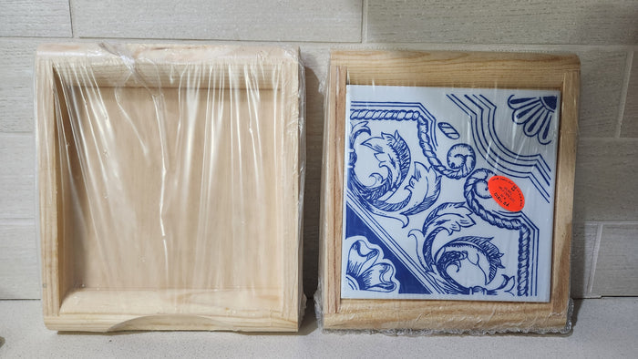 Set of 2 Azulejo Tile & Pine Wood Trivets - EXPOMAD Portugal