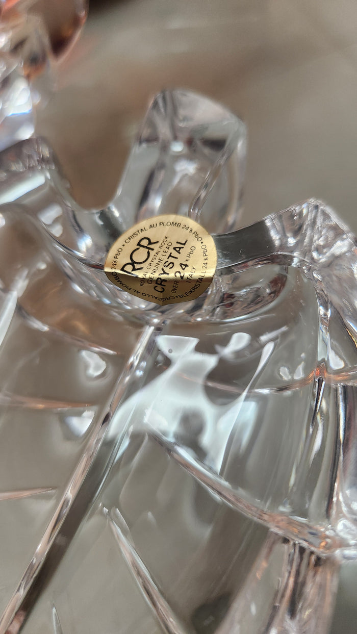 Set of 2 RCR Royal Crystal Rock "Foglia Grande" Leaf Bowls - 24% Lead Crystal