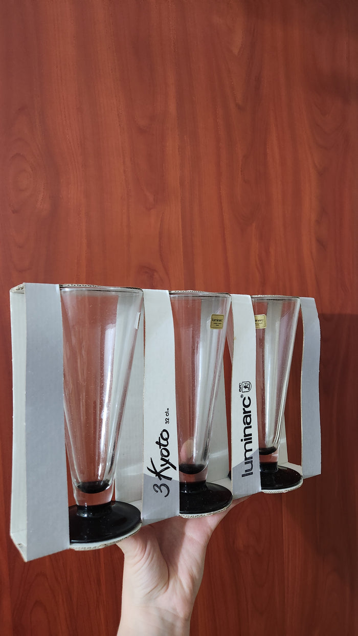 set of three Luminarc Kyoto black-footed glasses