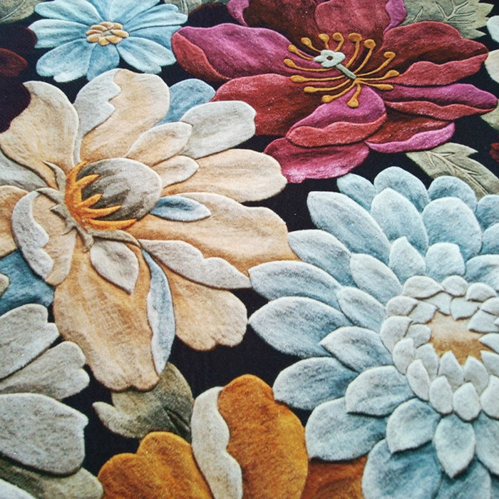 Short Plush Printed Flowers Living Room Area Rugs - EK CHIC HOME
