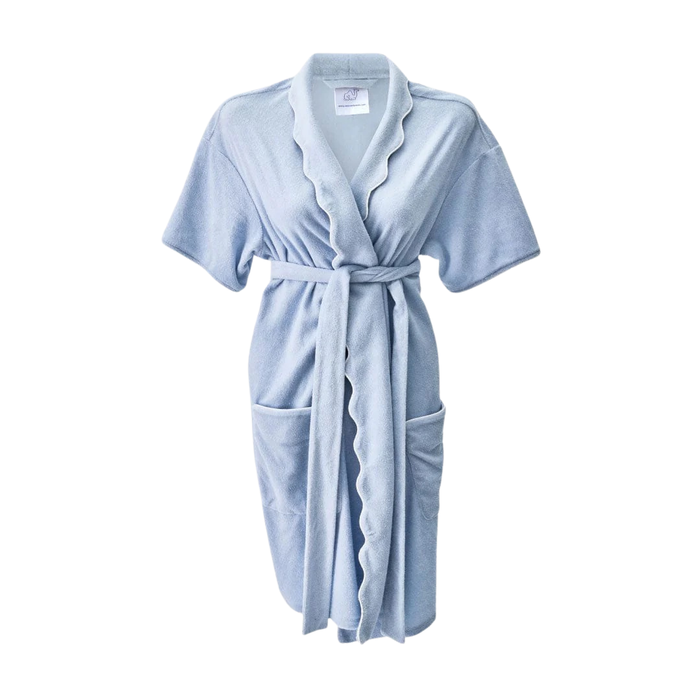 Short Scallop Lightweight Robe, Blue