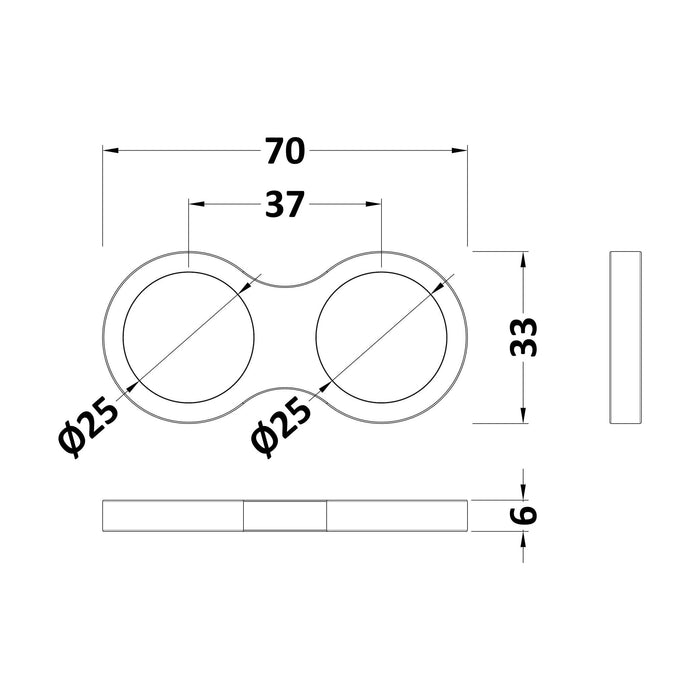 [BSHRR91] Shower Accessories Universal Shower Hose Retainer - Chrome - Balterley - Technical Drawing