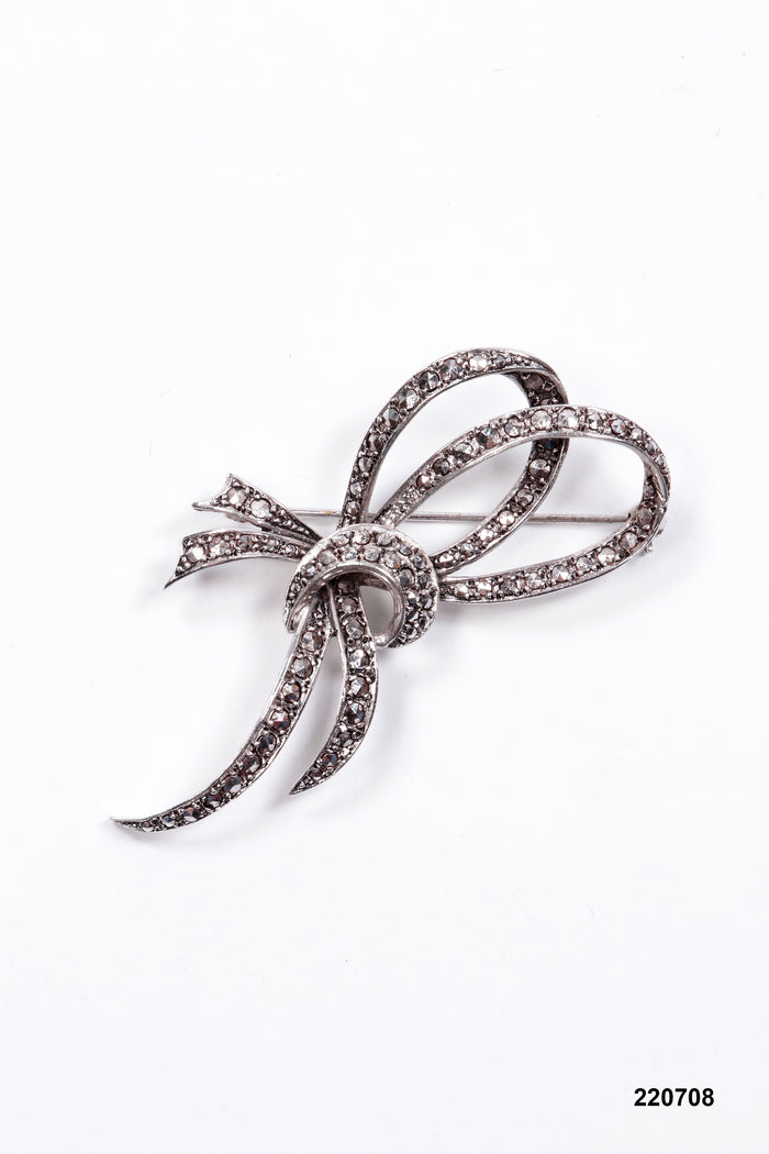 Silver Brooches with Rhinestones