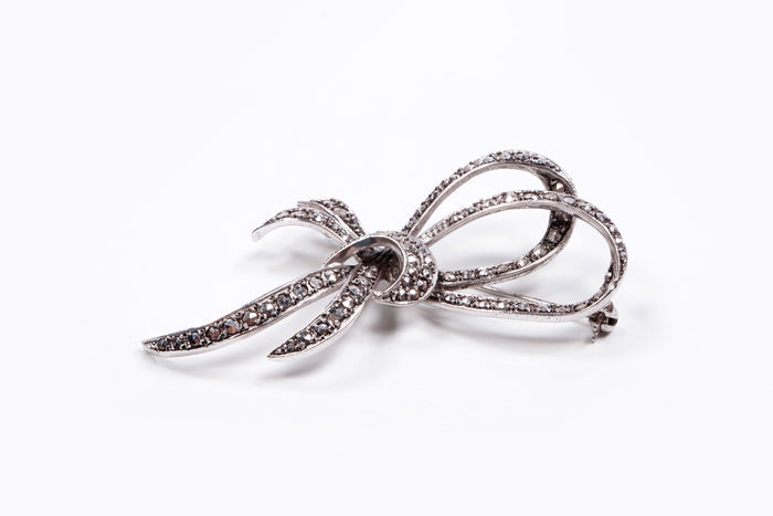 Silver Brooches with Rhinestones