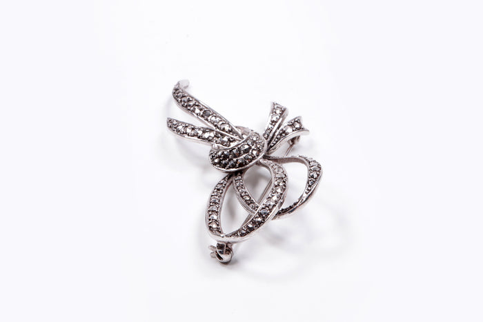 Silver Brooches with Rhinestones