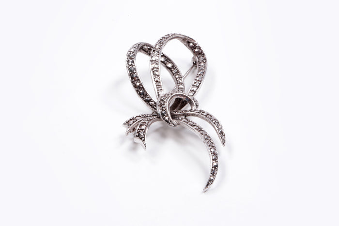 Silver Brooches with Rhinestones