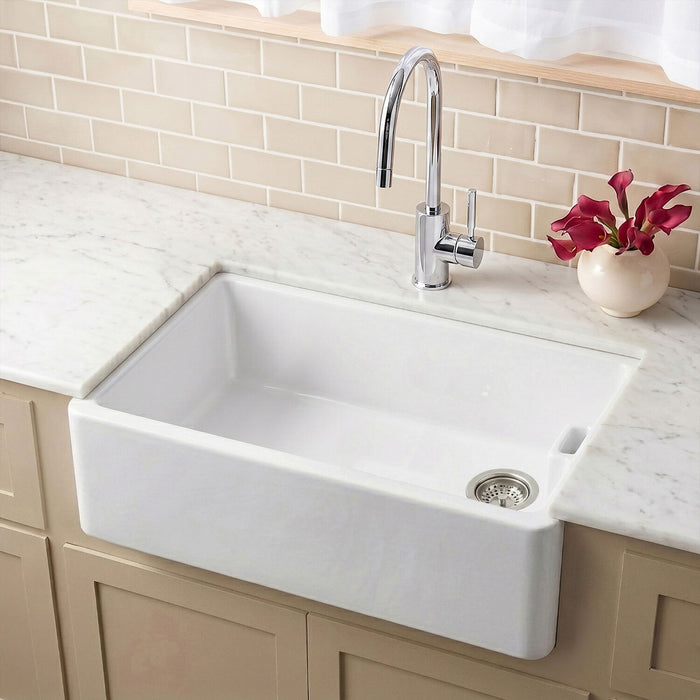 [BKS220] Single Bowl Fireclay Ceramic Belfast Kitchen Sink - Multiple Sizes Available - Silo