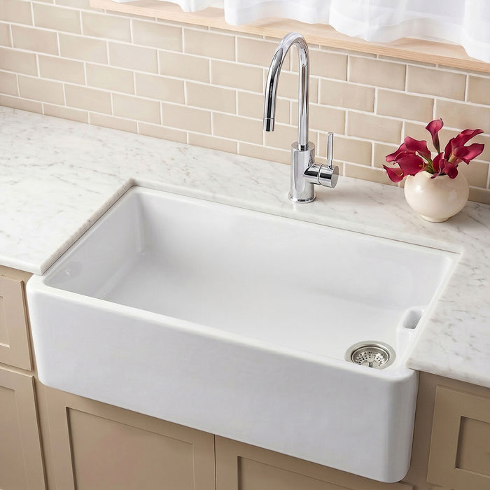[BKS221] Single Bowl Fireclay Ceramic Belfast Kitchen Sink - Multiple Sizes Available - Silo