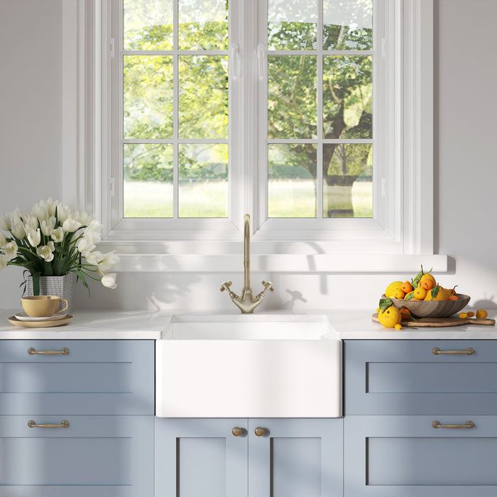 [BKS218] Single Bowl Fireclay Ceramic Belfast Kitchen Sink - Multiple Sizes Available - Lifestyle 1