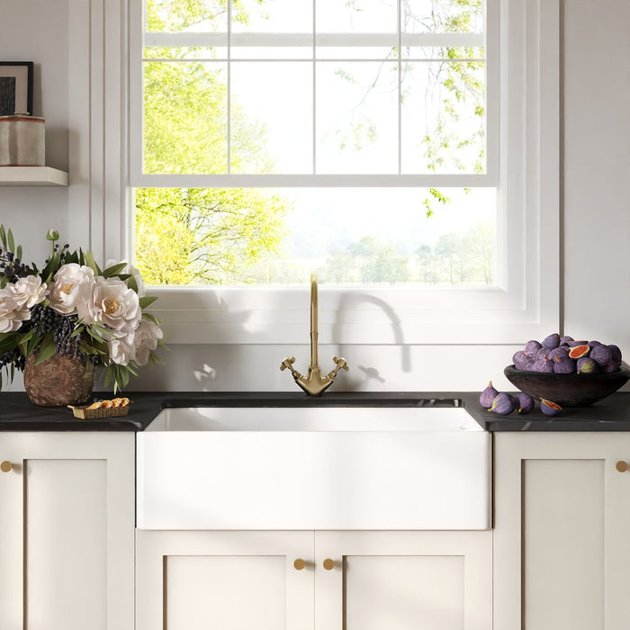 [BKS221] Single Bowl Fireclay Ceramic Belfast Kitchen Sink - Multiple Sizes Available - Lifestyle 1