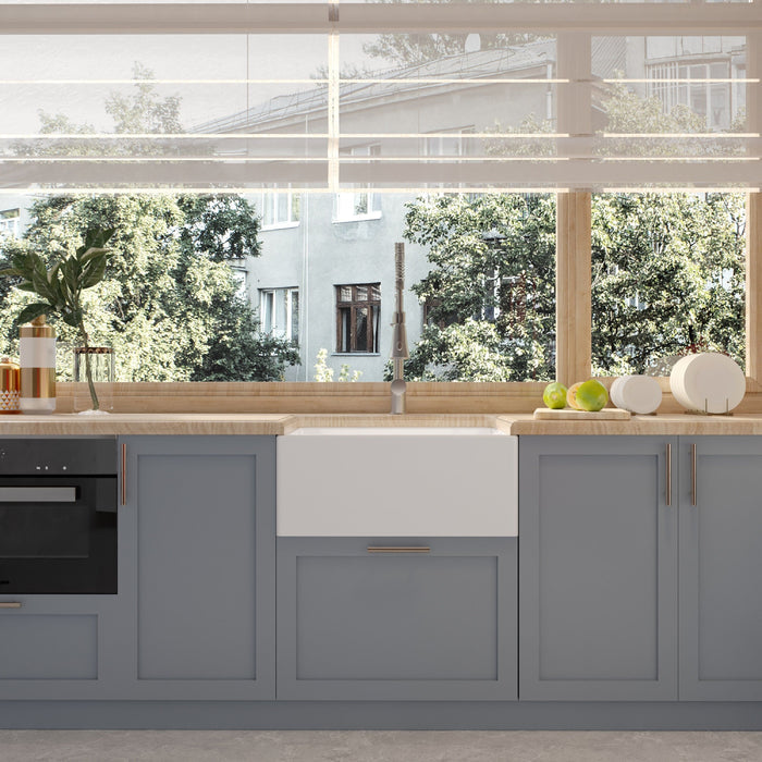 [BKS222] Single Bowl Fireclay Ceramic Belfast Kitchen Sink with Overflow - 615mm - Lifestyle 3