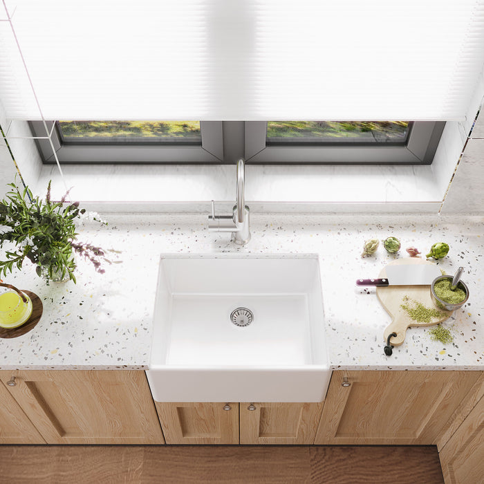 [BKS201] Single Bowl Fireclay Ceramic Butler Kitchen Sink - 595mm - Multiple Colours - Lifestyle 2