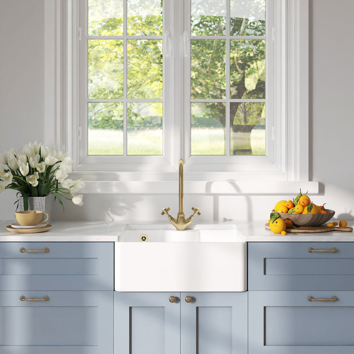 [BKS205] Single Bowl Fireclay Ceramic Butler Kitchen Sink - Variety of Sizes and Features Available - Lifestyle 1