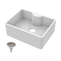 [BKS203W] Single Bowl Fireclay Ceramic Butler Kitchen Sink with Tap Ledge - Cutout