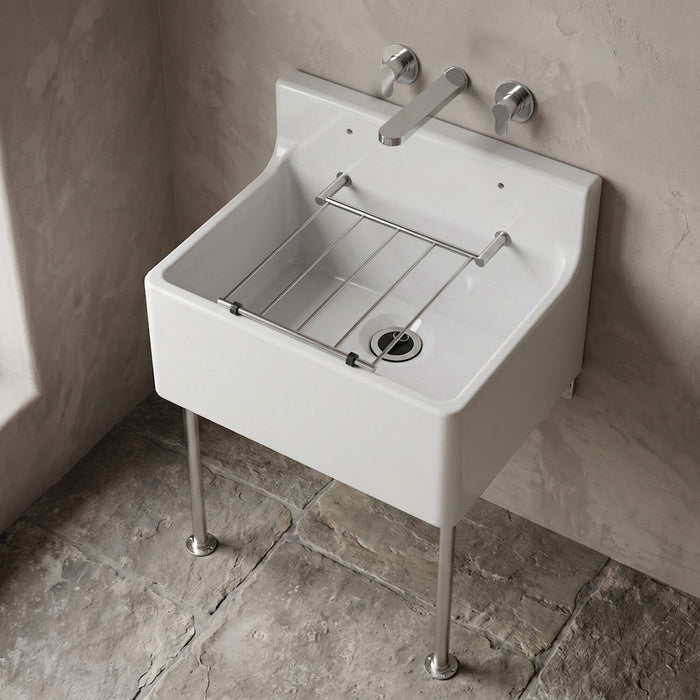 [BKS233WL] Single Bowl  Fireclay Ceramic Cleaner Sink w.Grid - Multiple Sizes and Accessories - Silo