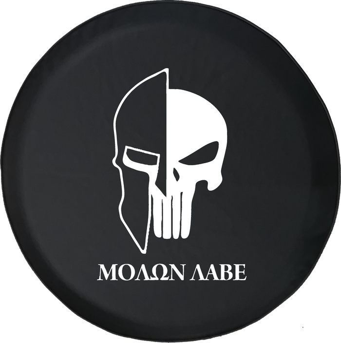 Jeep Wrangler Tire Cover With Punisher Skull Molon Labe (Wrangler JK, TJ, YJ)