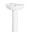[BB3721A] Sleek Modern White 550mm Round Bathroom 1 Tap Hole Basin & Pedestal - Cutout