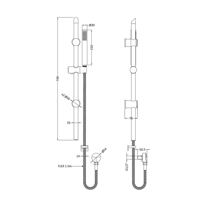 [BSSR1542] Slide Rail Kit - Technical Drawing